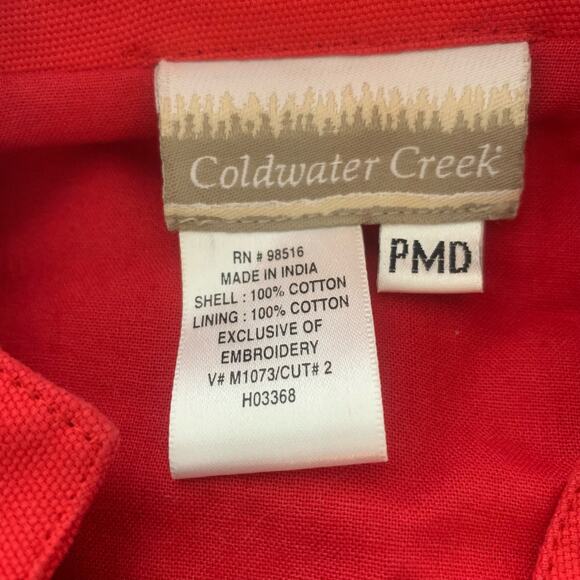 Coldwater Creek Size PM Petite Embroidered Floral Details Jacket Red Pockets - Picture 13 of 13